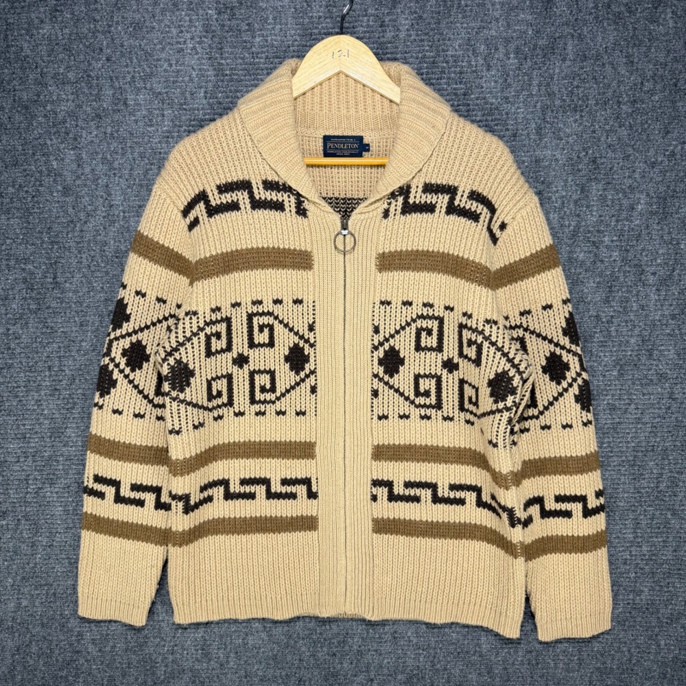 Pendleton The Original Westerley Sweater Big Lebowski Tan Brown Wool Mens Medium